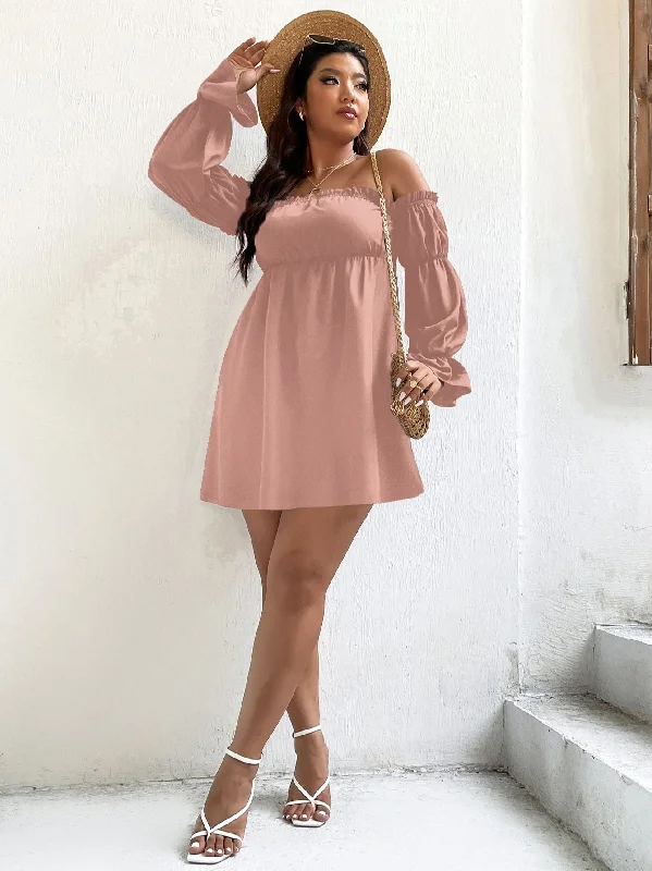 JuliaFashion-Pink Off Shoulder Elegant Tunic Dresses Casual chic unclassified dresses