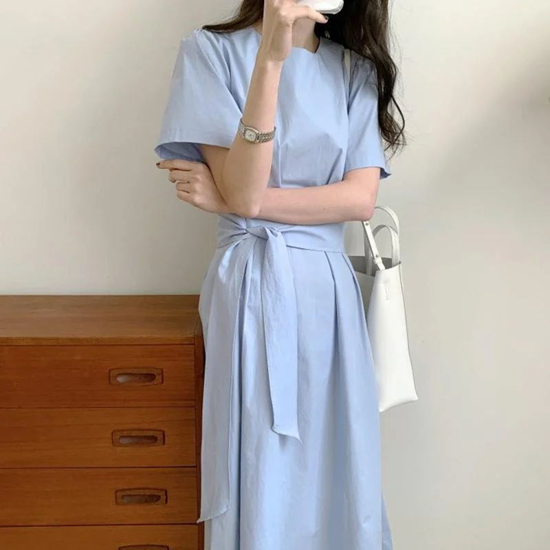 Julia Fashion - Elegant Chic Pleated Solid Summer Dress Corset unclassified dresses