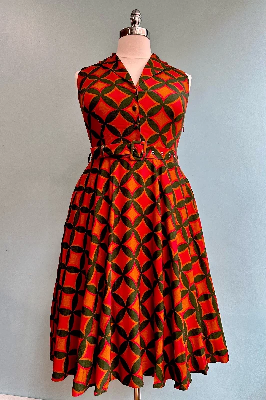 Rust Geometric Star Jani Dress by Miss Lulo Winter unclassified dresses