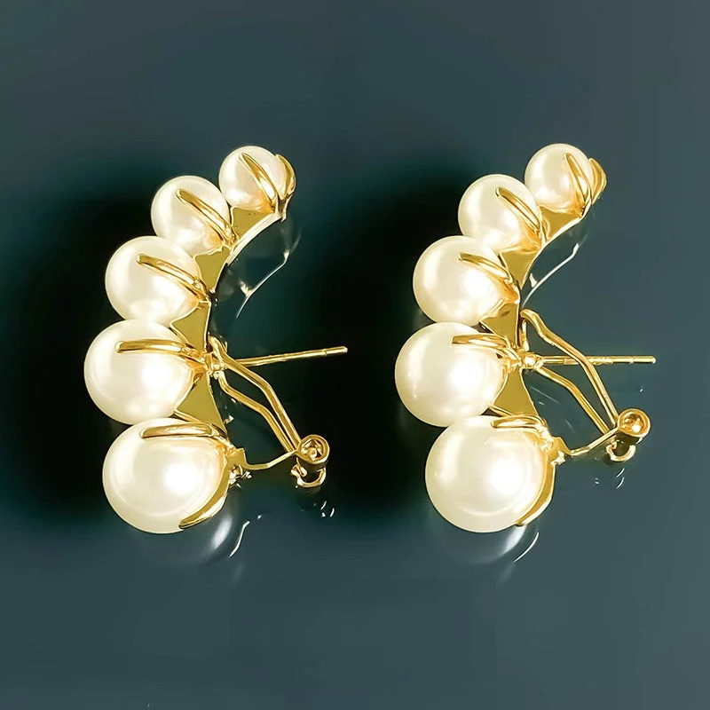 Pearl temperament light luxury high sense earring girl 713489295419 Bright color unclassified dresses