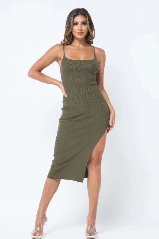 Side Slit Cami Dress Earthy tone unclassified dresses