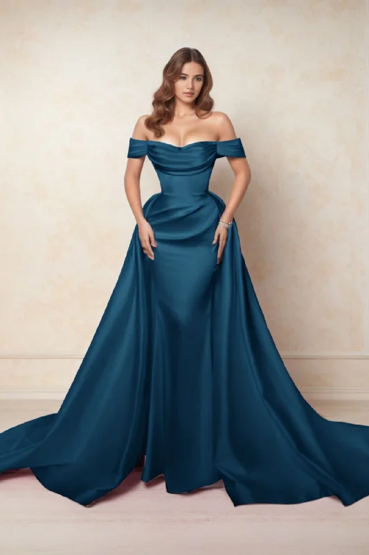 A-Line Chapel Train Satin Prom Dress CS0416 Elegant unclassified dresses
