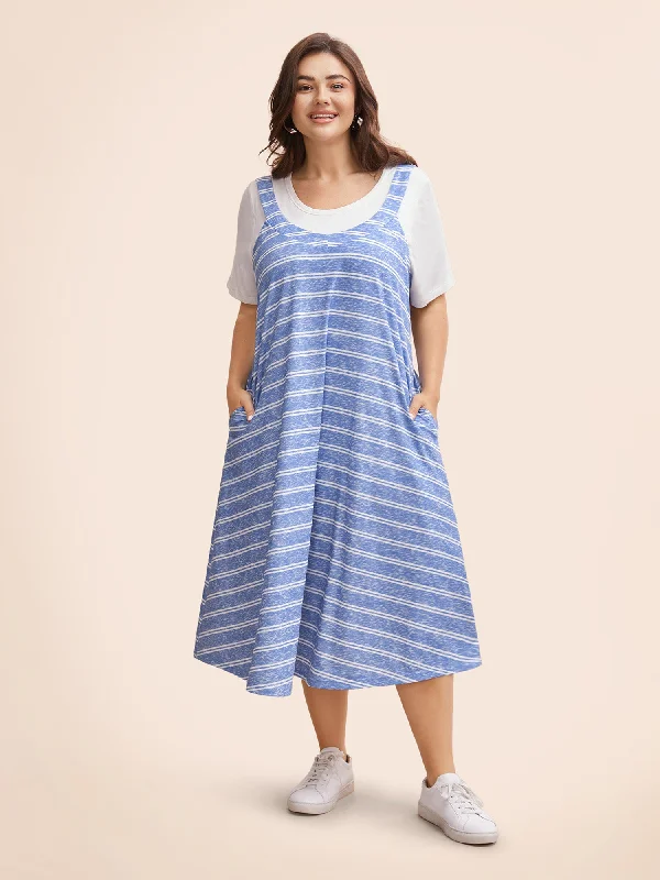U Neck Striped Adjustable Straps Dress Engagement unclassified dresses