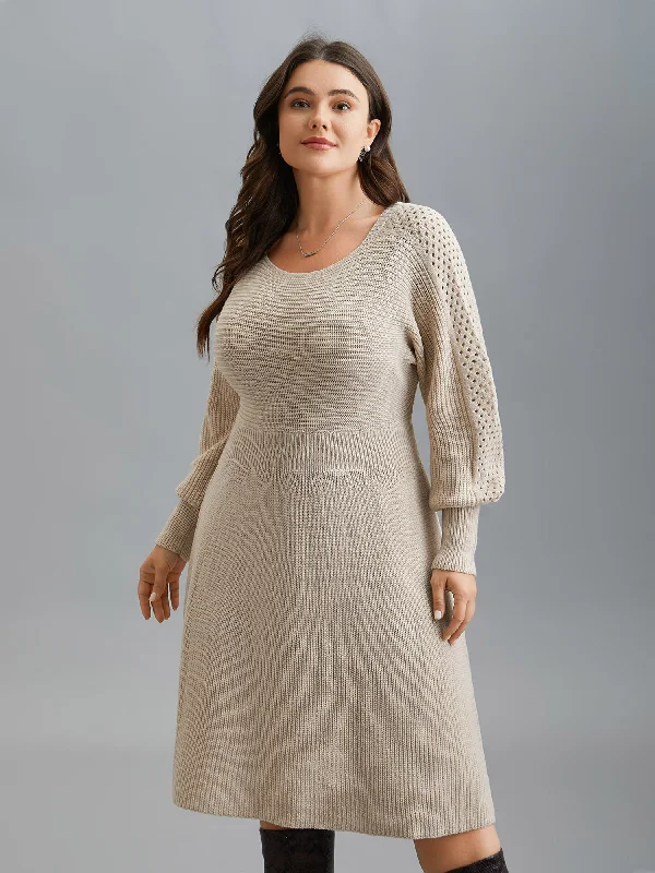 Solid Dolman Sleeve Cable Knit Dress Party unclassified dresses