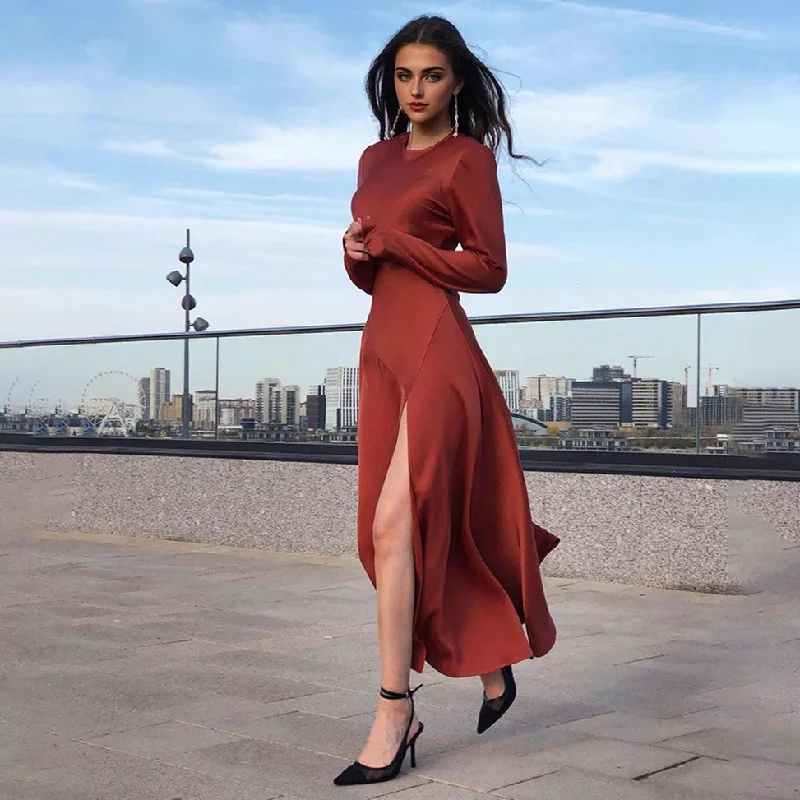 Julia Fashion - Satin Women's Dress Long sleeve unclassified dresses