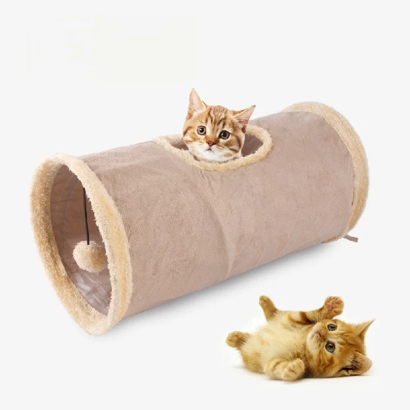Pet cat aisle can hold folding suede cat pipe puzzle cat toy drill bucket 657151126511 Silk unclassified dresses
