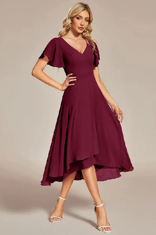A-Line Tea Length Chiffon Dress CG0258 Tiered unclassified dresses