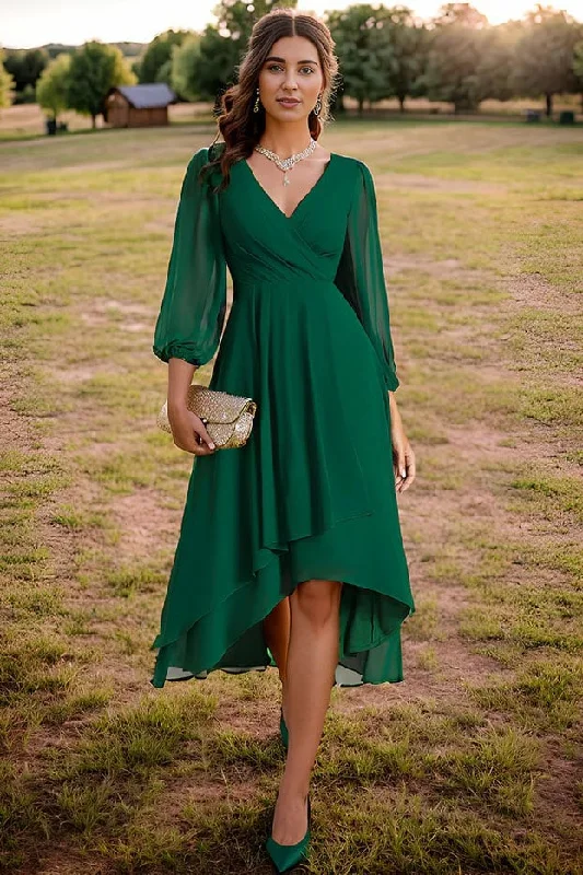 A-Line Knee Length Chiffon Dress CG0260 Ruffled unclassified dresses