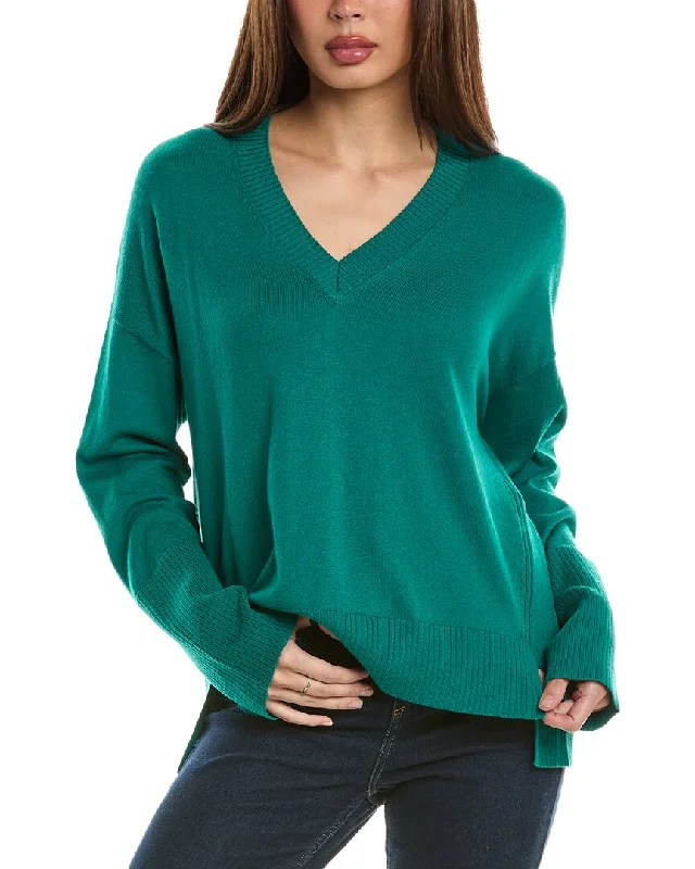 Hannah Rose High-Low Cashmere-Blend Sweater Turtleneck sweaters